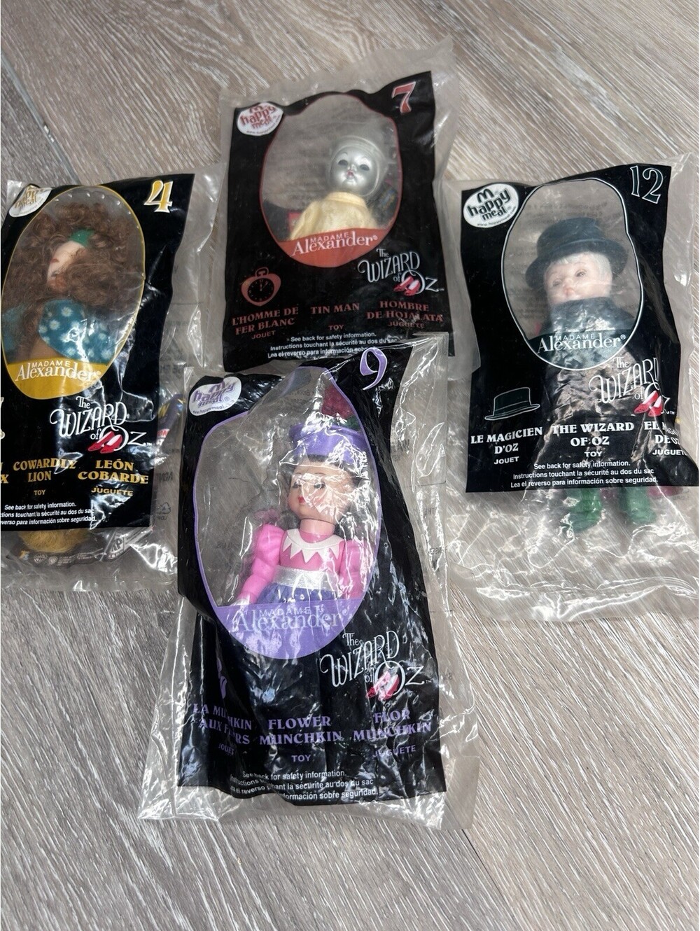 Wizard of Oz Madame Alexander Dolls Lot #4 #7 #9 #12 New Sealed McDonald’s Toys